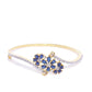 Priyaasi Women Gold-Polished American Diamond Studded, Floral Patterned Bracelet in Blue Color - Swadesiicart