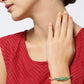 Priyaasi Women Gold-Polished American Diamond and Emerald Studded, Floral Patterned Bracelet in Green Color - Swadesiicart