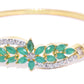 Priyaasi Women Gold-Polished American Diamond and Emerald Studded, Floral Patterned Bracelet in Green Color - Swadesiicart