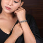 Priyaasi Women Oxidized Silver-Plated Cuff Bracelet with floral pattern - Swadesiicart