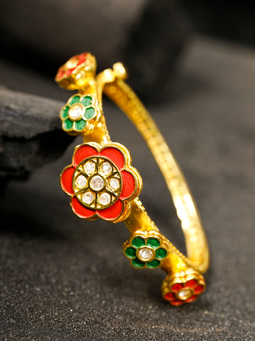 Priyaasi Women Handcrafted Floral Red and Green Bracelet - Noz2Toz