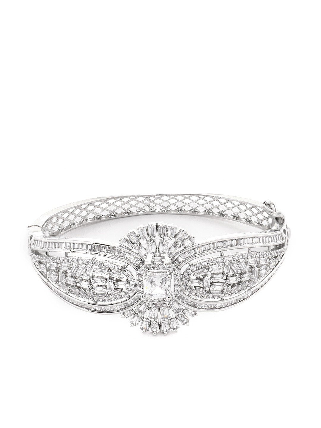 Priyaasi Women American Diamond Studded Bangle Style Bracelet - Swadesiicart