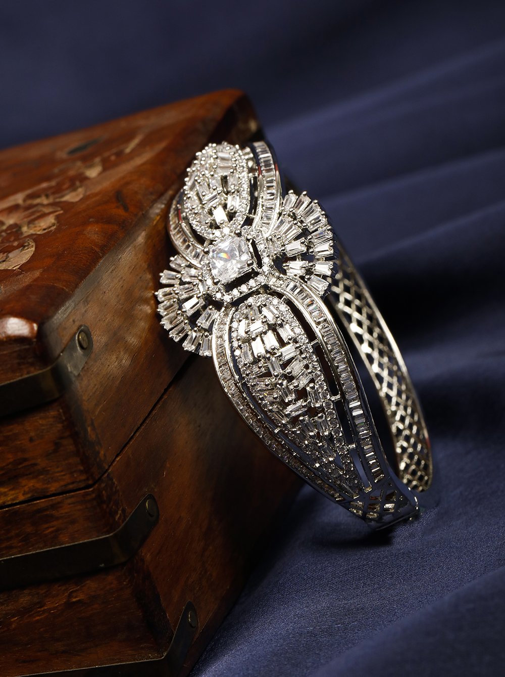 Priyaasi Women American Diamond Studded Bangle Style Bracelet - Noz2Toz