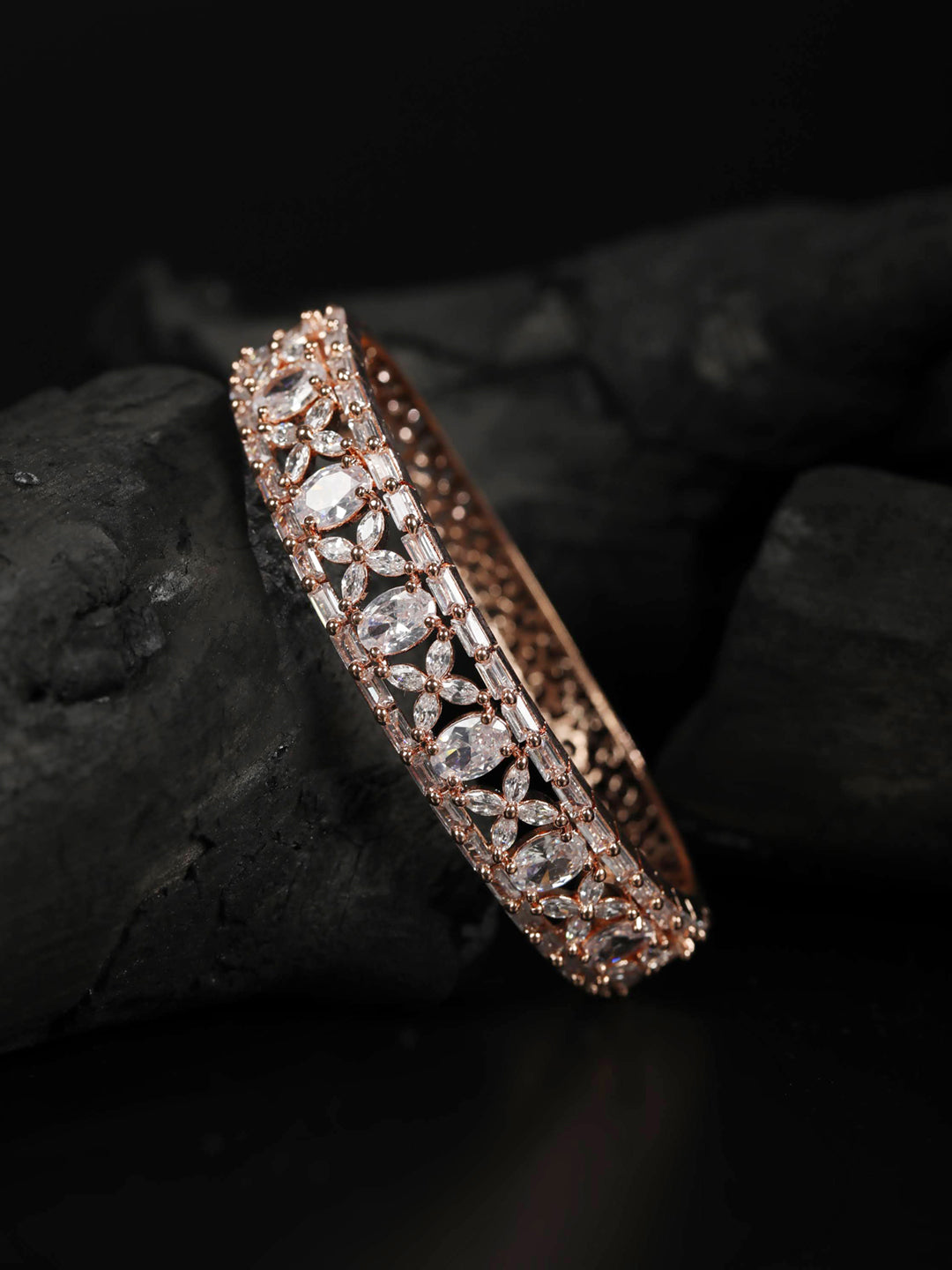 Priyaasi Women American Diamond Rose Gold-Polished Bracelet - Noz2Toz