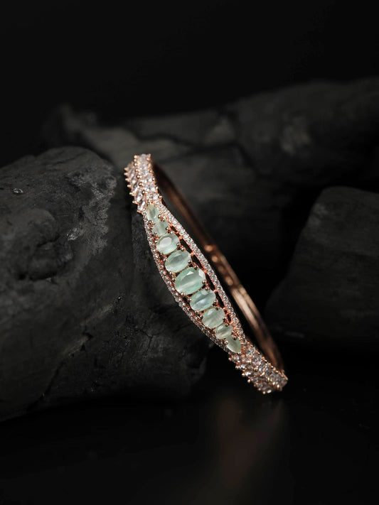 Priyaasi Women Mint Green Rose Gold-Polished American Diamond Bracelet - Noz2Toz
