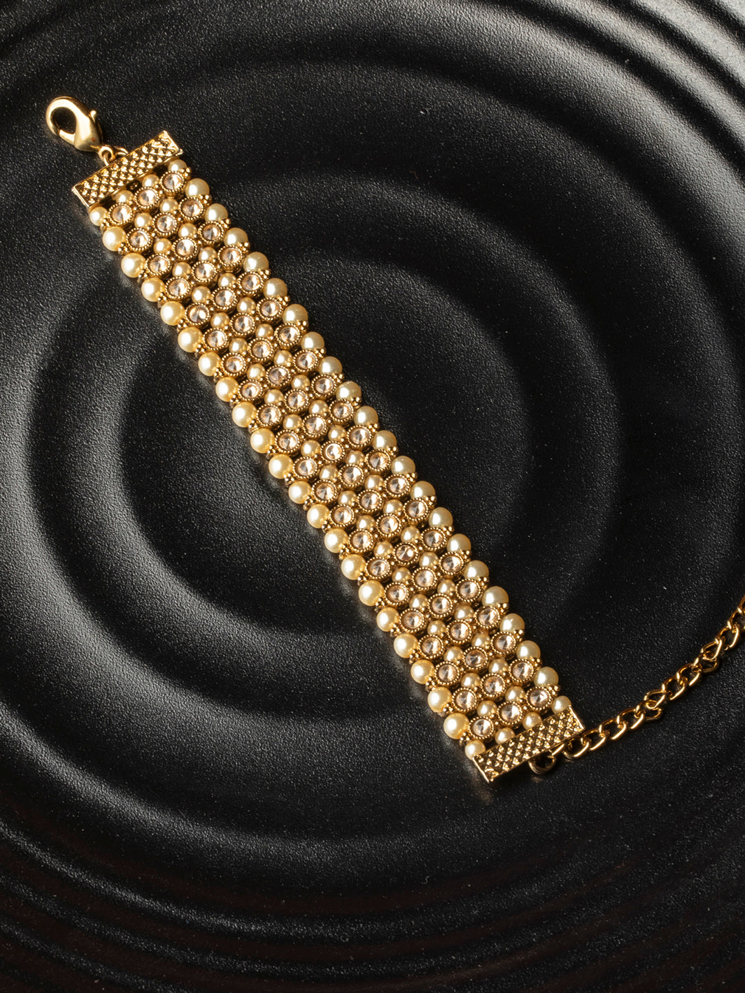 Priyaasi Women Kundan & Pearl Gold-Polished Wraparound Bracelet - Noz2Toz