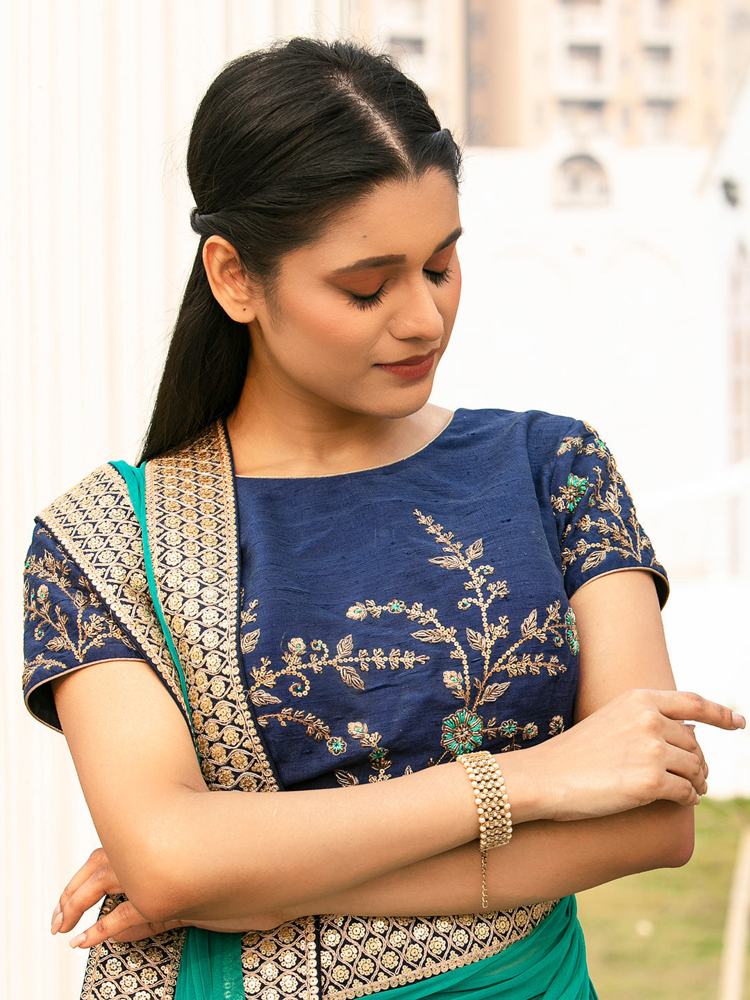 Priyaasi Women Kundan & Pearl Gold-Polished Wraparound Bracelet - Swadesiicart