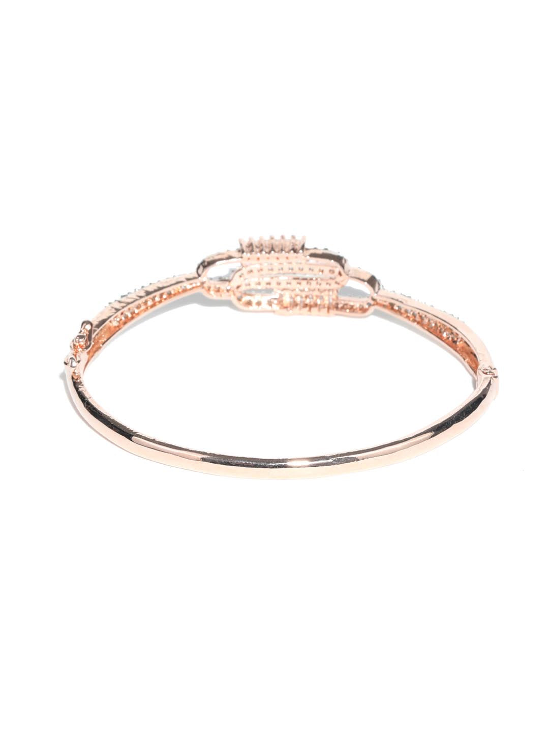 Priyaasi Women American Diamond Rose Gold-Polished Bangle Style Bracelet - Swadesiicart