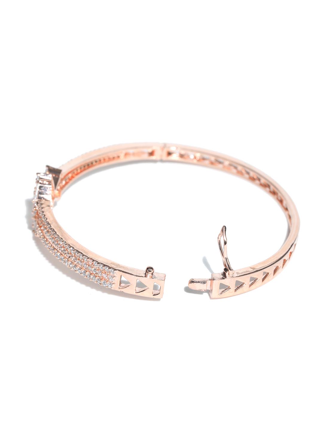 Priyaasi Women American Diamond Rose Gold-Polished Bangle Style Bracelet - Swadesiicart