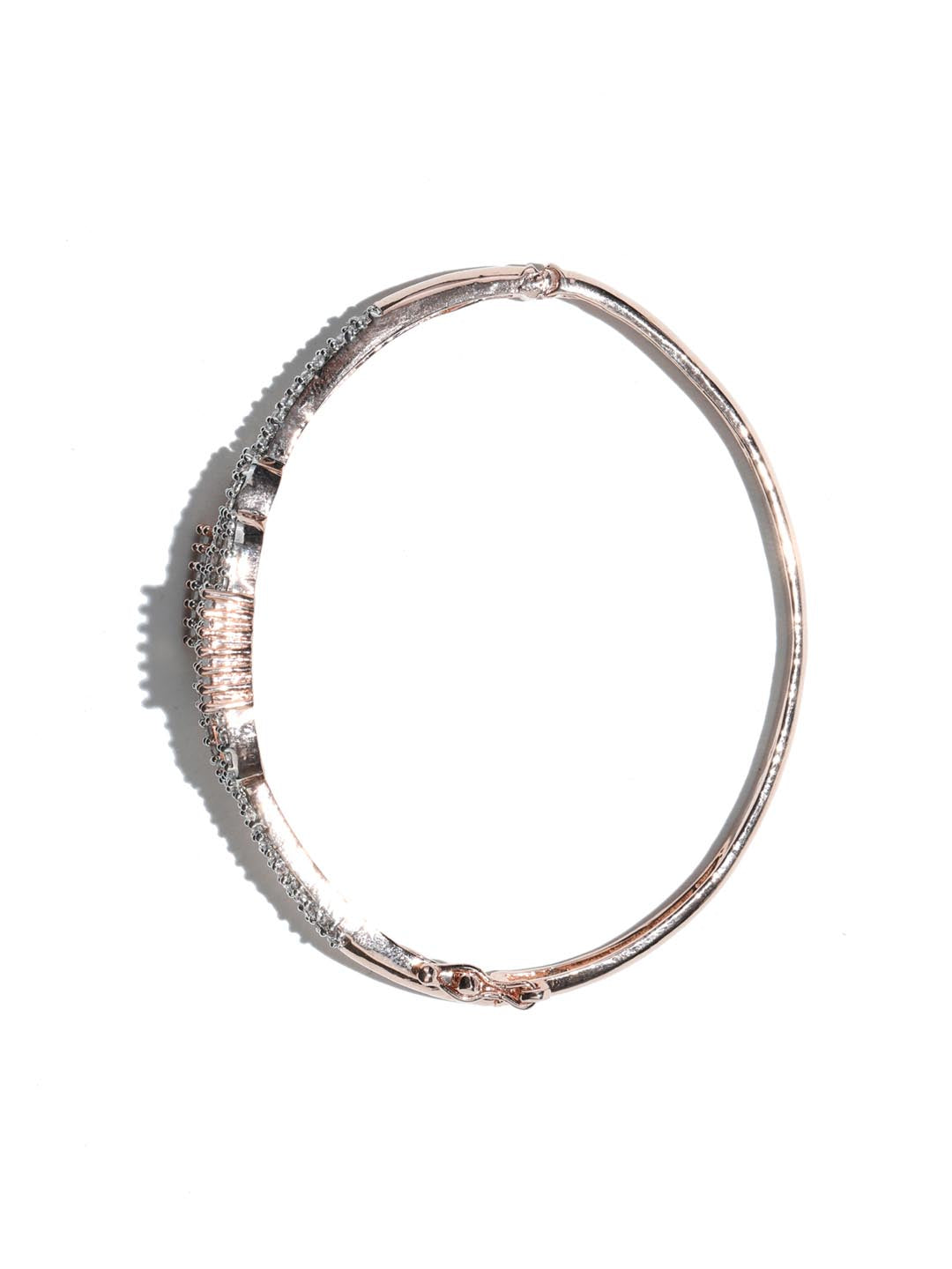 Priyaasi Women American Diamond Rose Gold-Polished Bangle Style Bracelet - Swadesiicart