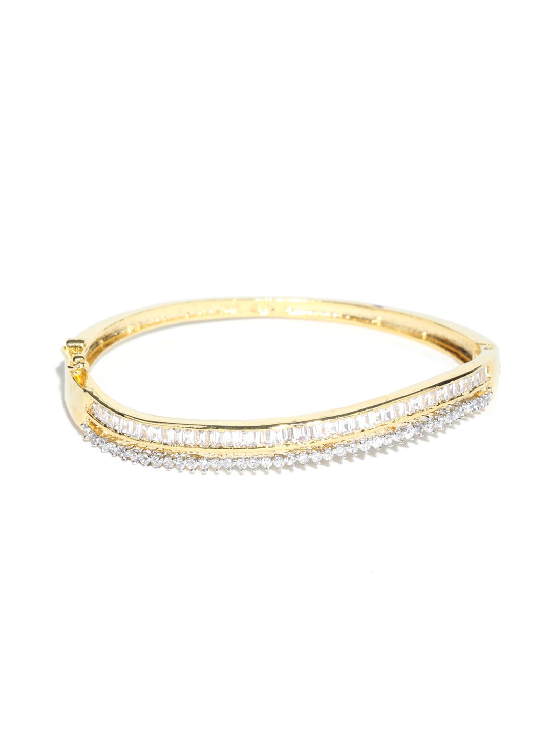 Priyaasi Women American Diamond Gold-Polished Bangle Style Bracelet - Swadesiicart