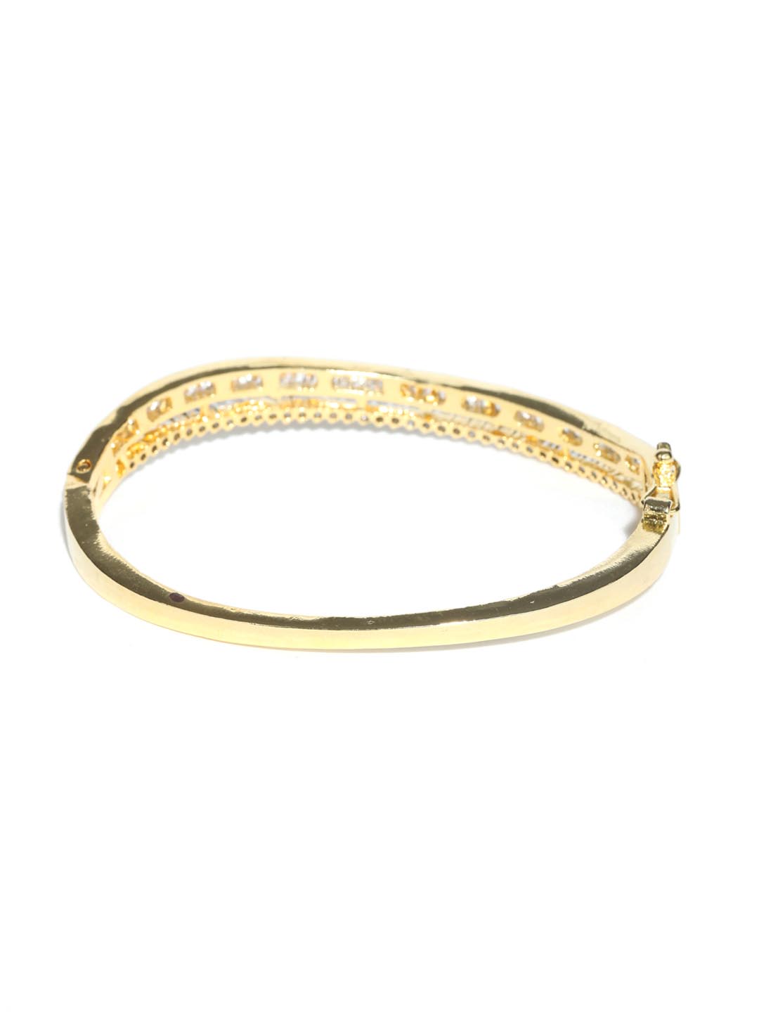 Priyaasi Women American Diamond Gold-Polished Bangle Style Bracelet - Swadesiicart