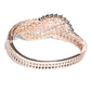 Priyaasi Women American Diamond Rose Gold-Polished Leaf Bangle Style Bracelet - Swadesiicart