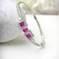 Priyaasi Women Magenta American Diamond Silver Plated Floral Bangle Style Bracelet - Noz2Toz