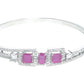 Priyaasi Women Magenta American Diamond Silver Plated Floral Bangle Style Bracelet - Swadesiicart
