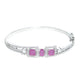 Priyaasi Women Magenta American Diamond Silver Plated Floral Bangle Style Bracelet - Swadesiicart