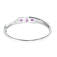 Priyaasi Women Magenta American Diamond Silver Plated Floral Bangle Style Bracelet - Swadesiicart