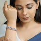 Priyaasi Women Blue American Diamond Rose Gold-Polished Bangle Style Bracelet - Swadesiicart