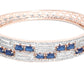 Priyaasi Women Blue American Diamond Rose Gold-Polished Bangle Style Bracelet - Swadesiicart