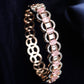 Priyaasi Women Pink American Diamond Rose Gold-Polished Floral Bangle Style Bracelet - Noz2Toz