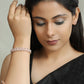 Priyaasi Women Pink American Diamond Rose Gold-Polished Floral Bangle Style Bracelet - Swadesiicart