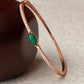 Priyaasi Women Green Stone Studded American Diamond Rose Gold Bracelet - Swadesiicart