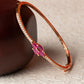 Priyaasi Women Pink American Diamond Rose Gold Floral Bracelet - Swadesiicart