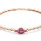 Priyaasi Women Pink American Diamond Rose Gold Floral Bracelet - Swadesiicart