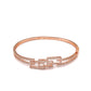 Priyaasi Women Studded Blocks-American Diamond Rose Gold Geometric Bracelet - Swadesiicart