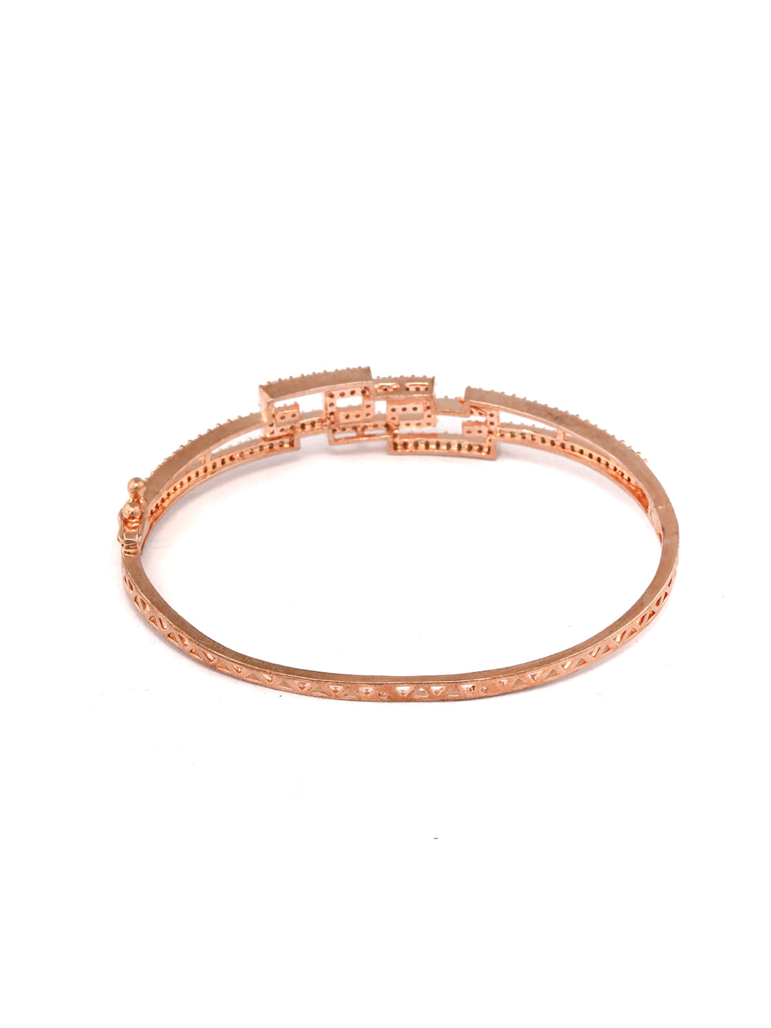 Priyaasi Women Studded Blocks-American Diamond Rose Gold Geometric Bracelet - Swadesiicart