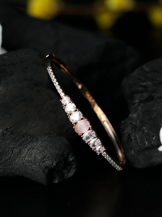Priyaasi Women Pink Solitaire Rose Gold Bracelet - Noz2Toz