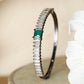 Priyaasi Women Green Stone Studded Dual Toned Baguette Bracelet - Noz2Toz