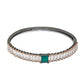 Priyaasi Women Green Stone Studded Dual Toned Baguette Bracelet - Swadesiicart
