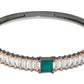 Priyaasi Women Green Stone Studded Dual Toned Baguette Bracelet - Swadesiicart