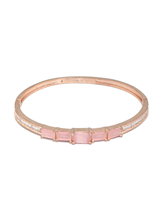 Priyaasi Women Elegant Pink Stone Rose Gold Bracelet - Swadesiicart
