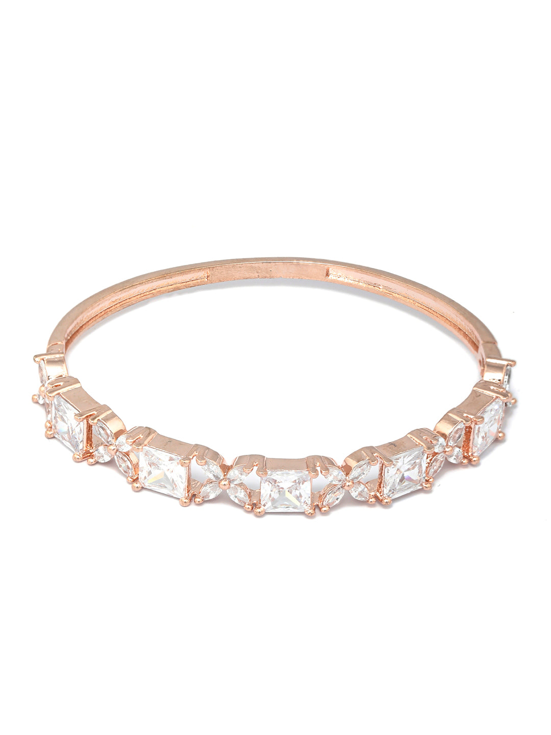 Priyaasi Women American Diamond Rose Gold Floral Bracelet - Swadesiicart