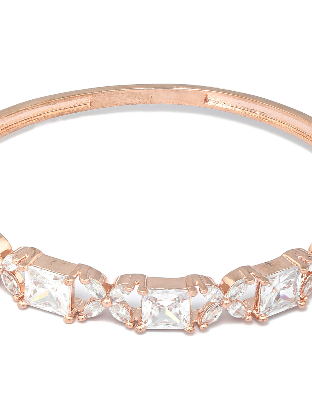 Priyaasi Women American Diamond Rose Gold Floral Bracelet - Swadesiicart