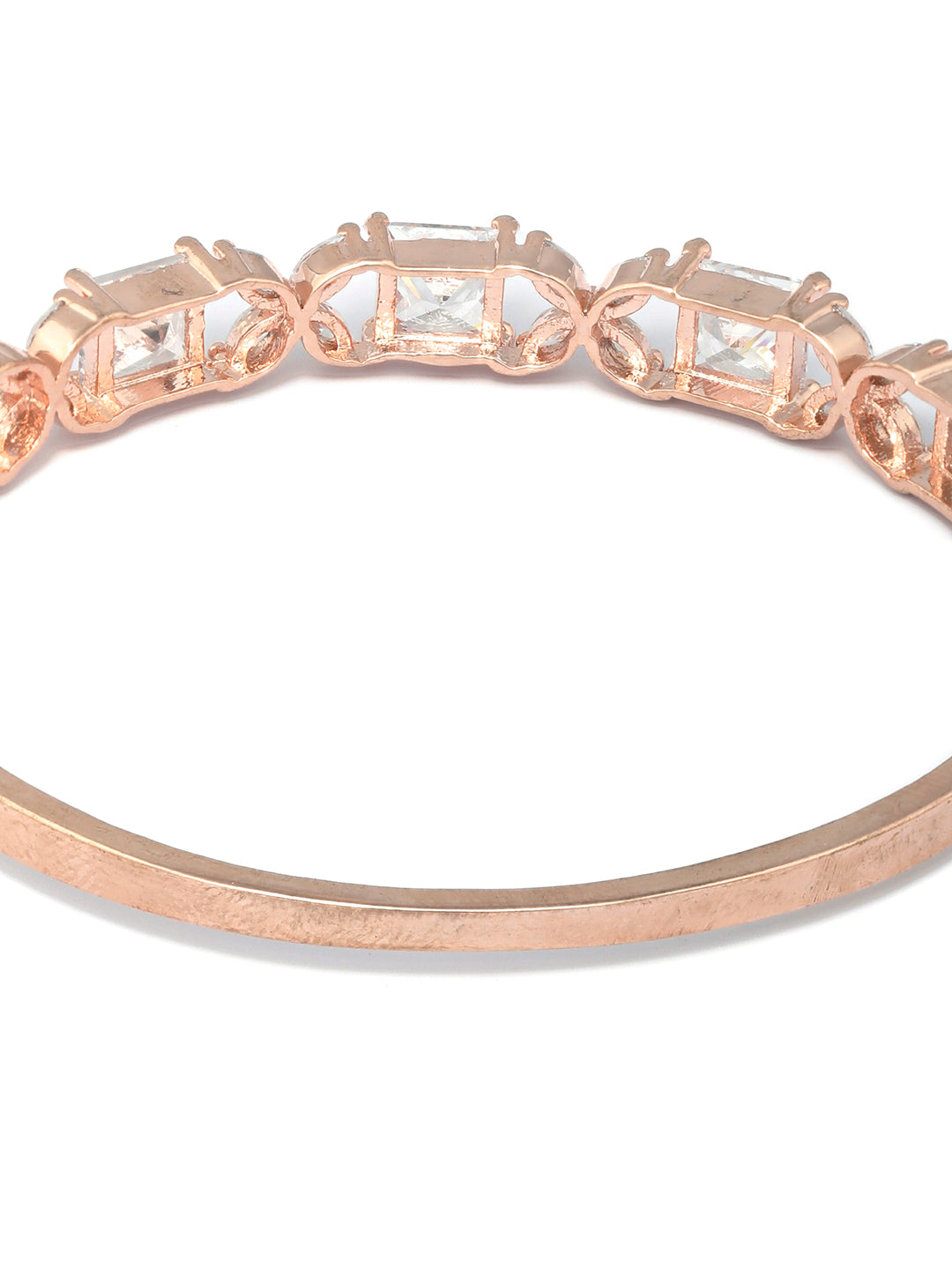 Priyaasi Women American Diamond Rose Gold Floral Bracelet - Swadesiicart