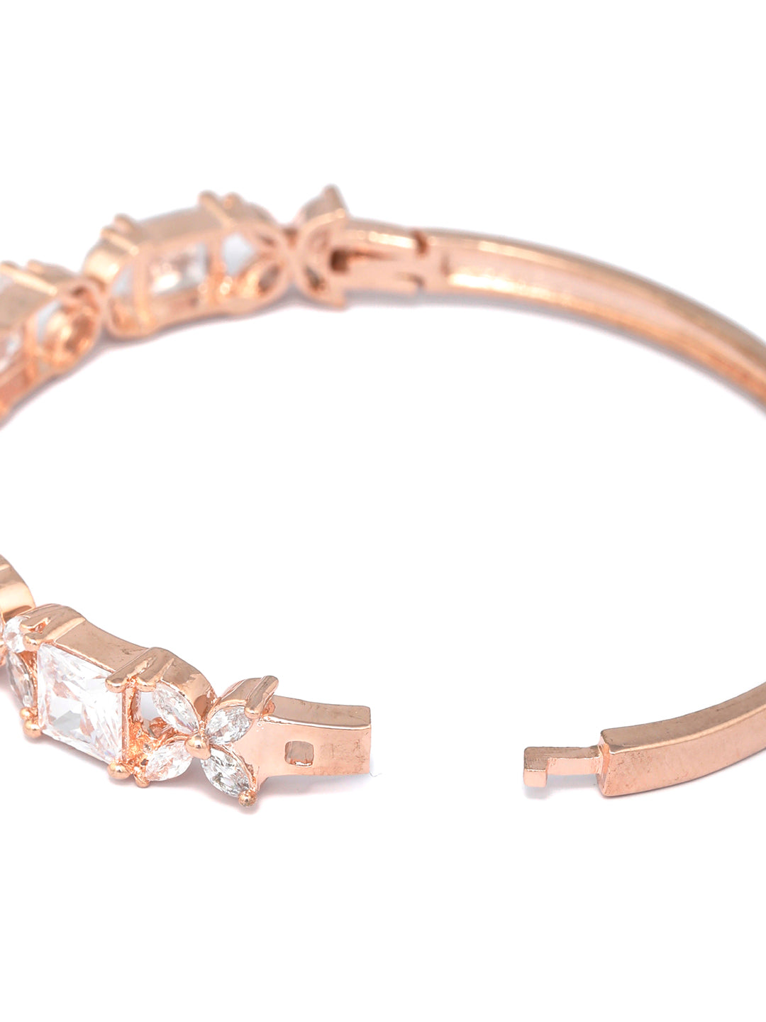 Priyaasi Women American Diamond Rose Gold Floral Bracelet - Swadesiicart