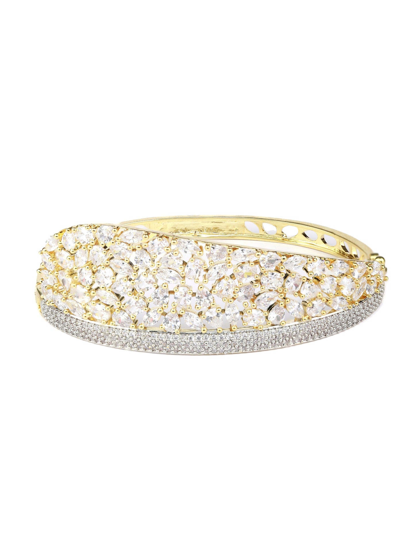 Priyaasi Women Gold-Polished American Diamond Bracelet - Swadesiicart