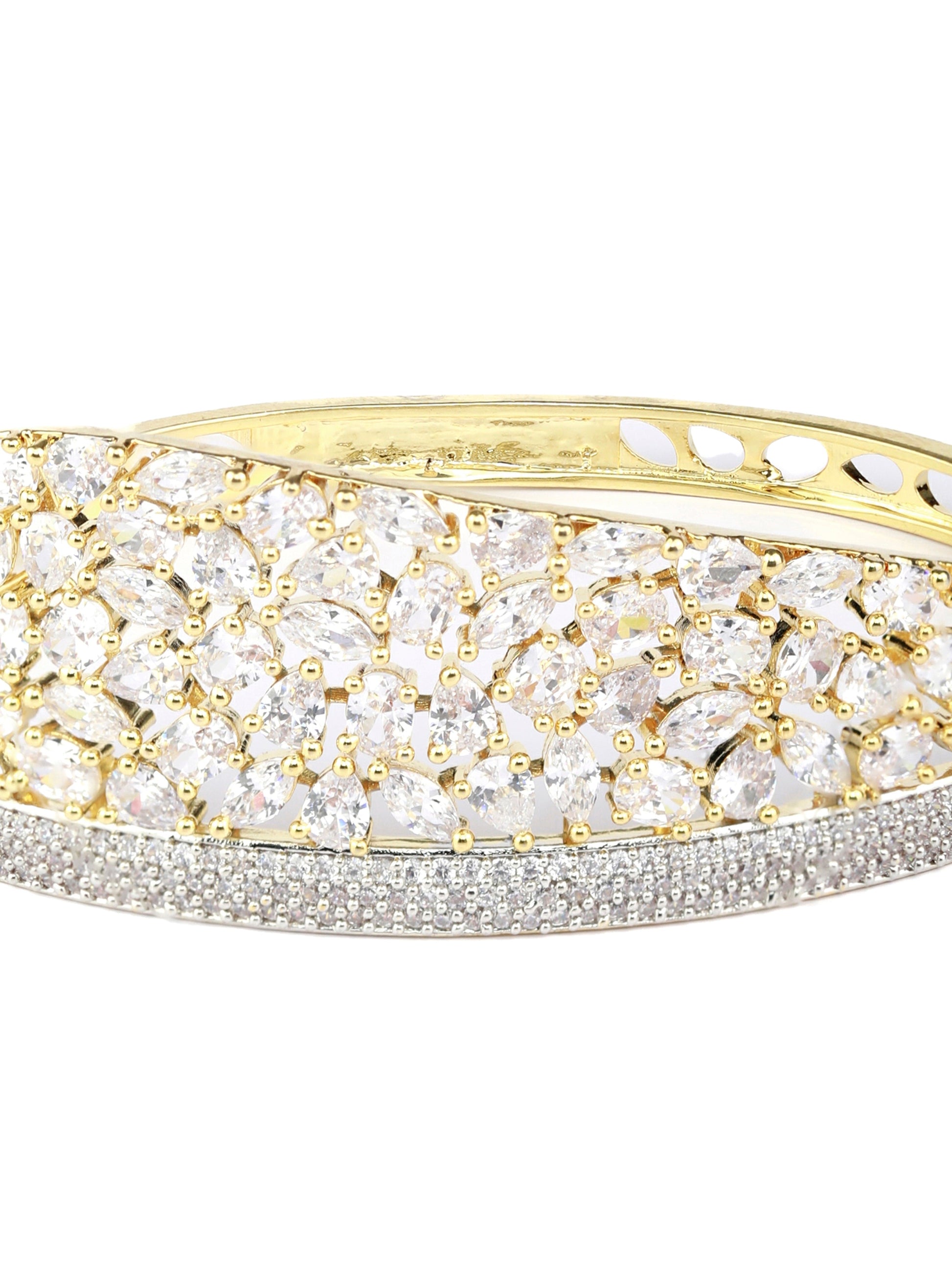 Priyaasi Women Gold-Polished American Diamond Bracelet - Swadesiicart