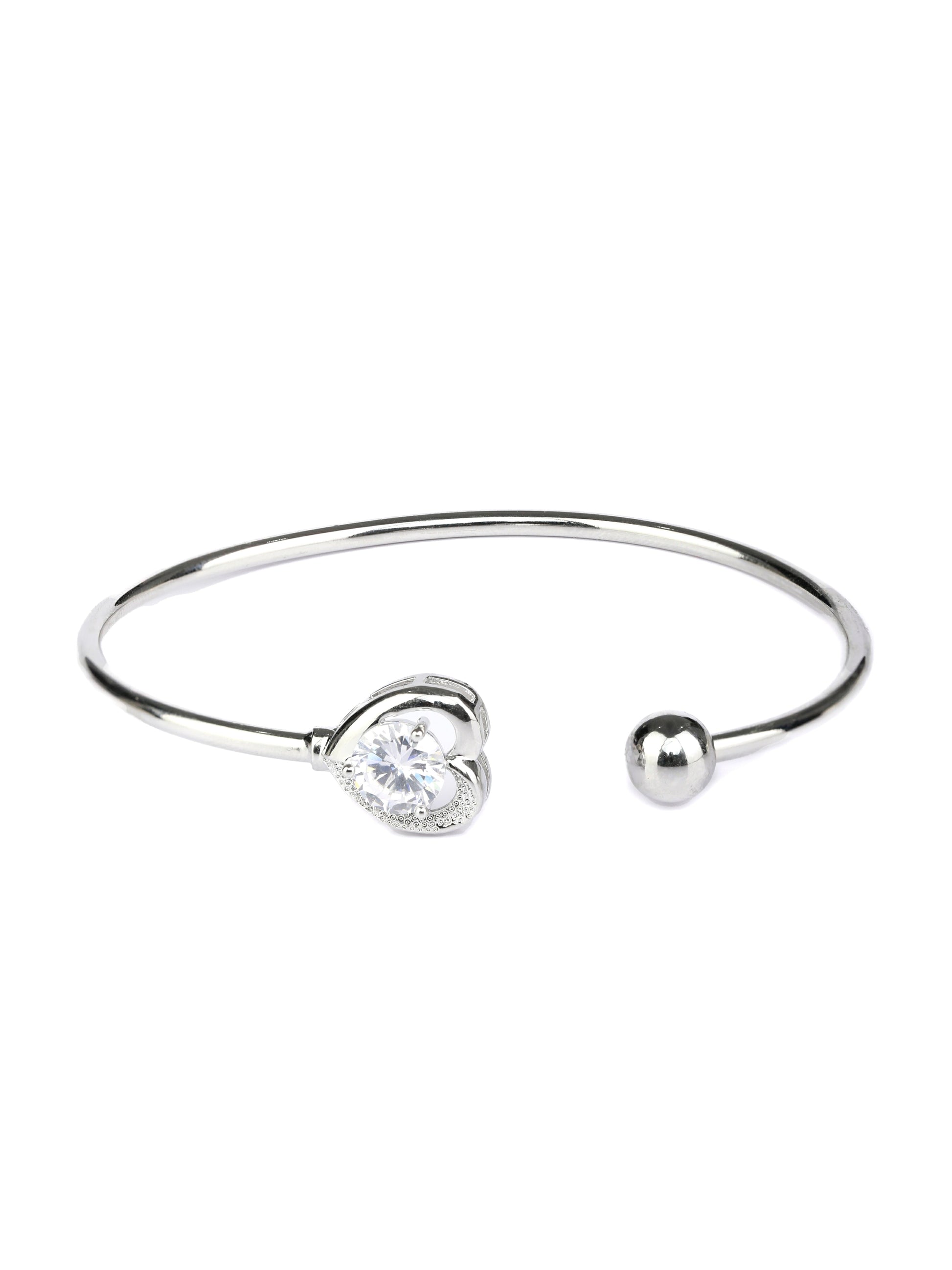 Priyaasi Women Solitaire Heart Silver Plated Bracelet - Swadesiicart