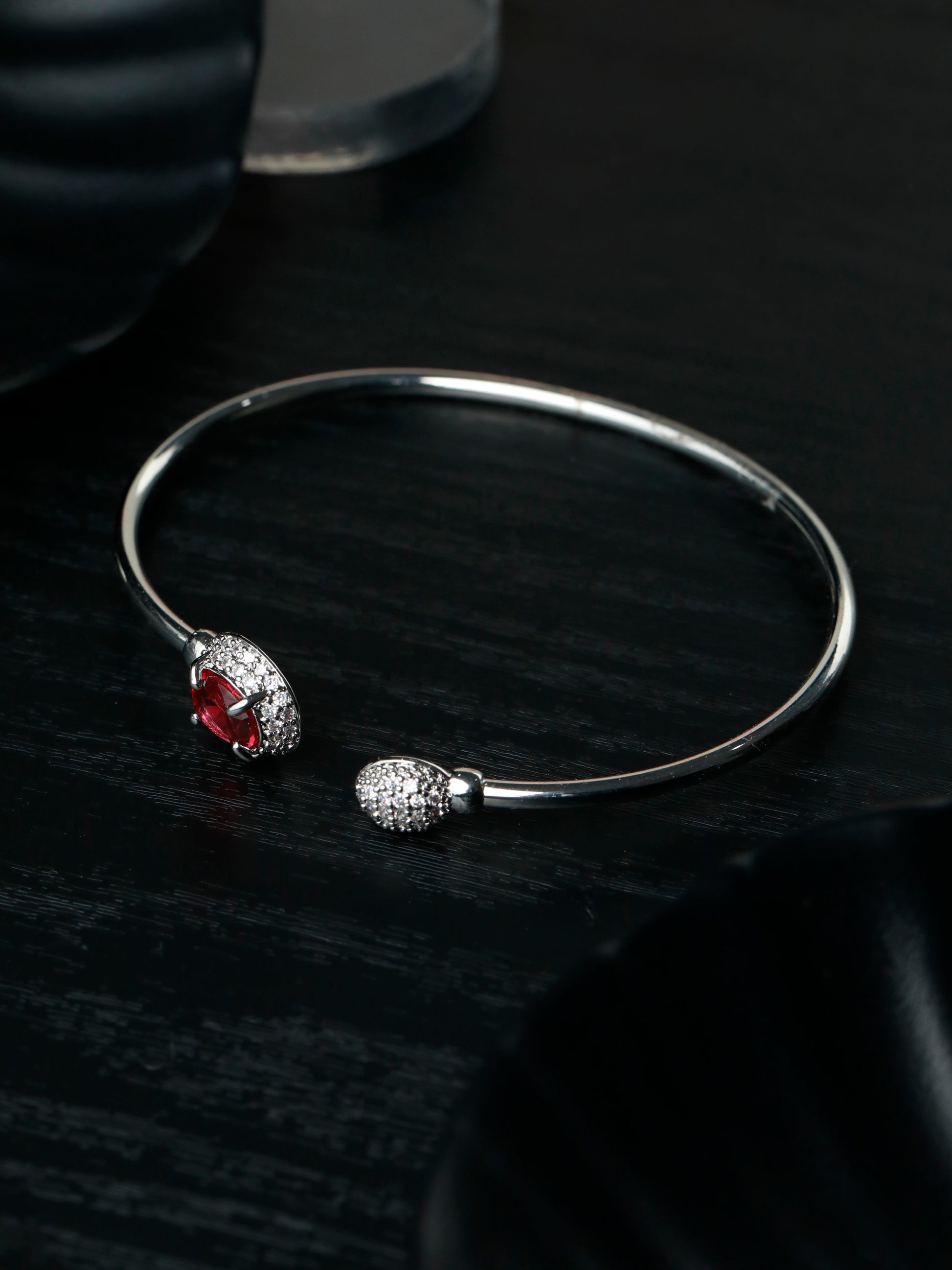 Priyaasi Women Elegant Pink Stone Silver Plated Bracelet - Noz2Toz