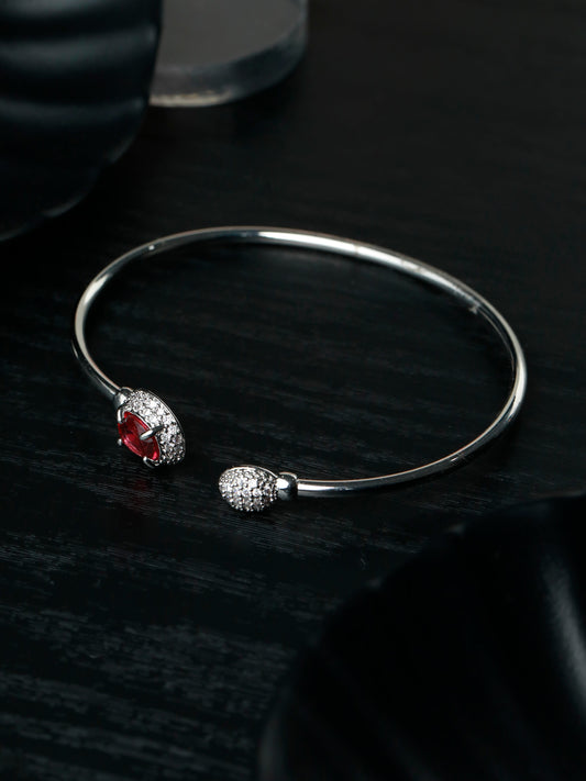 Priyaasi Women Elegant Pink Stone Silver Plated Bracelet - Noz2Toz