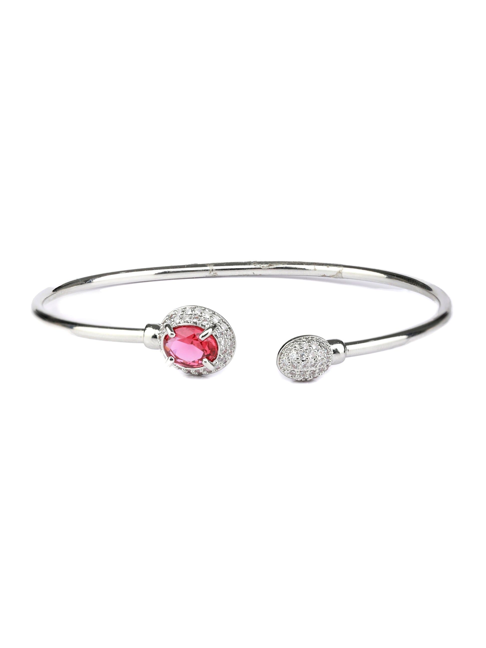 Priyaasi Women Elegant Pink Stone Silver Plated Bracelet - Swadesiicart
