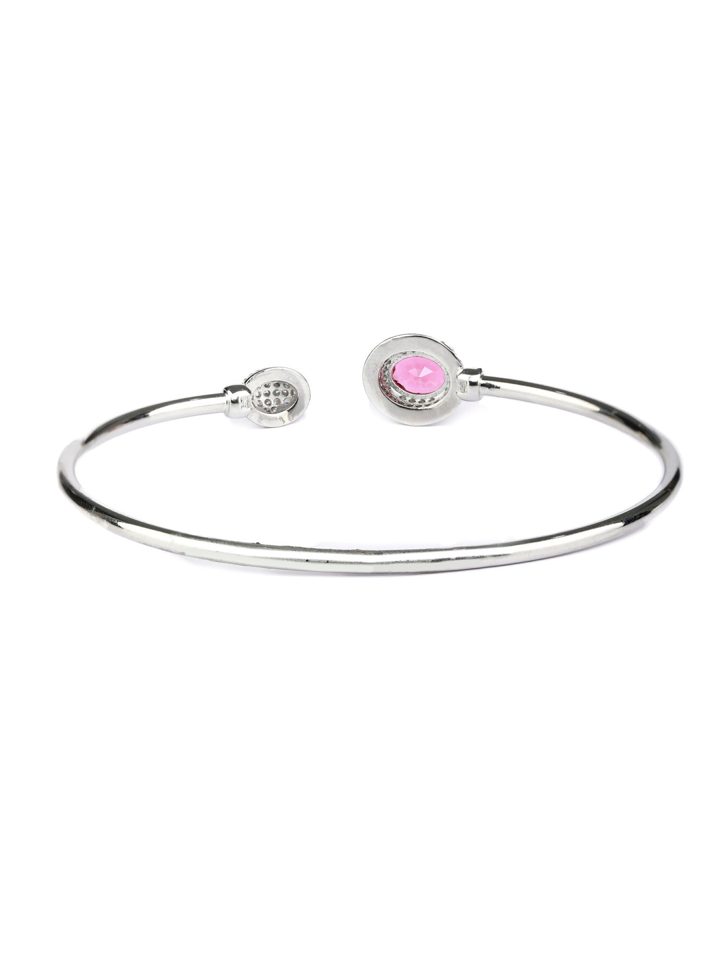 Priyaasi Women Elegant Pink Stone Silver Plated Bracelet - Swadesiicart