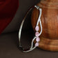 Priyaasi Women Pink Leaf American Diamond Silver Plated Bracelet - Noz2Toz