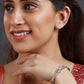 Priyaasi Women Pink Leaf American Diamond Silver Plated Bracelet - Swadesiicart
