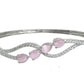 Priyaasi Women Pink Leaf American Diamond Silver Plated Bracelet - Swadesiicart