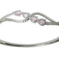 Priyaasi Women Pink Leaf American Diamond Silver Plated Bracelet - Swadesiicart